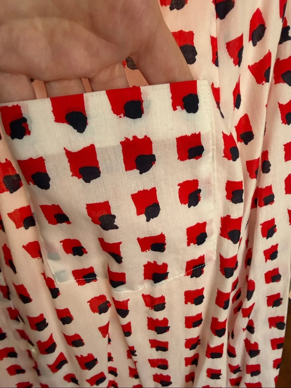 kate spade Cream Blouse with Red and Black Spot Print